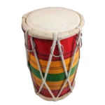 Baby Dholak 8 inch length Goat skin fit by rope Multi Coloue finishing